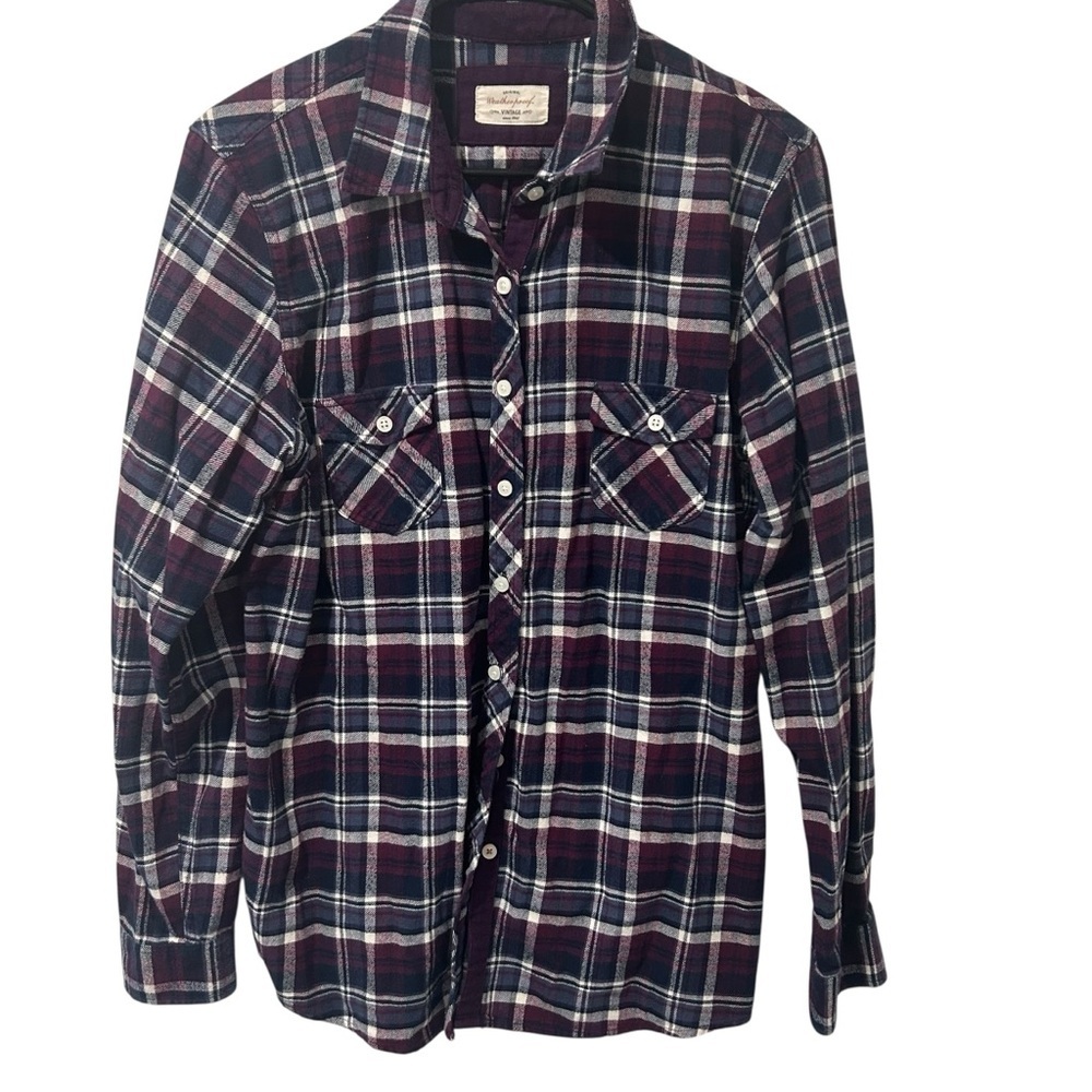 Original Weatherproof Vintage Women's Classic Plaid Button-Down‎ Shirt Size XL
